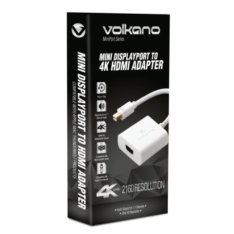Volkano vk-20048 wt mini port series hdmi dp 4k hdmi adapter 10cm cab