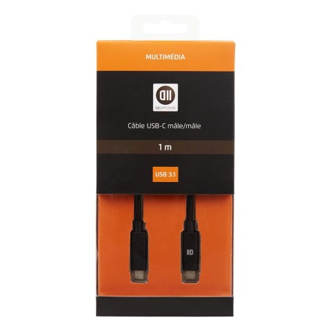 D2 - cable charge/sync. usb-c (m/m) 1m noir