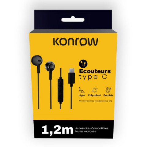 Konrow ke-btc ecouteurs usb-c câble 1,20m * noir