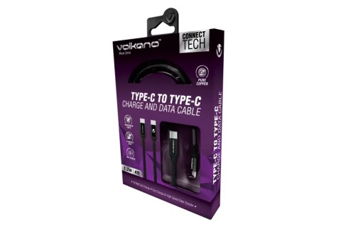 Volkano vk-20145-bk câble tisser serie type c => type c 1,2m 18w noir