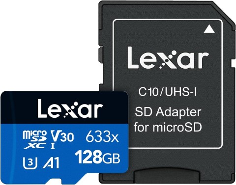 Lexar 633x 128GB MicroSDXC UHS-I Class 10 Flash Memory - Flash Memory (128 GB, MicroSDXC, Class 10, UHS-I, 95 MB/s, Black, Blue)