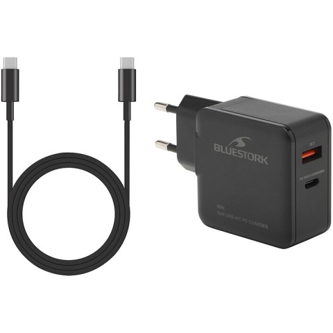 Bluestork bs-pw-bs-65-gan-c-a alim bureau 65w usb-c/a noire