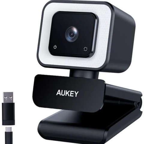 Aukey pc-lm6 stream series webcam full hd with ring light 1/3 cmos