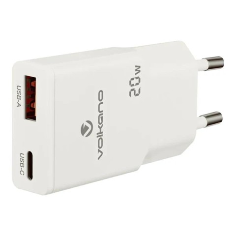 Volkano vk-8063-wt mighty series 20w dual usb-a &usb-c gan wall charg