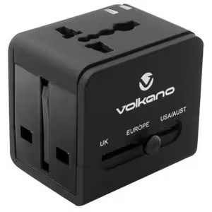Volkano vk-8028-bk globetrotter series 25w dual usb + type-c mini tra