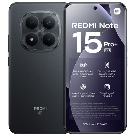 Xiaomi redmi note 15pro+ 5g 6,67 8/256go • black (tcp 14€ incl.)