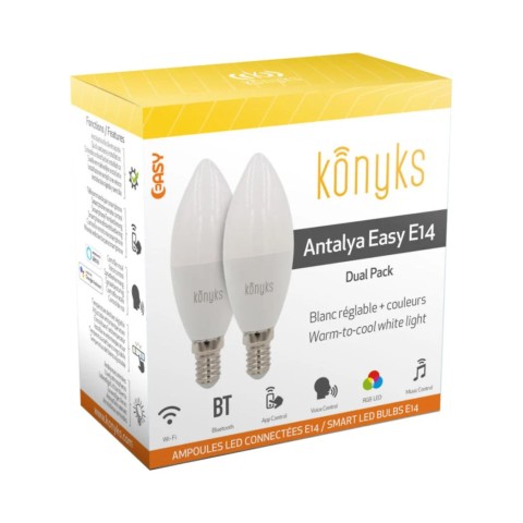 Konyks antalya e14-lot 2 ampoules e14 wifi bth rgb blanc réglable 5w