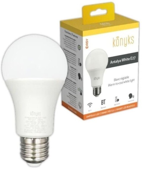 Konyks antalya white e27-ampoule e27 wi-fi + bth, 9w, blanc réglable