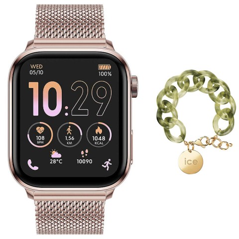 Ice watch ice smart 3.0 rose gold milanese + bracelet chaine opaline vert offert !