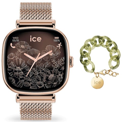 Ice watch ice smart sq 2.0 1.7 or/rose + bracelet chaine opaline vert offert !