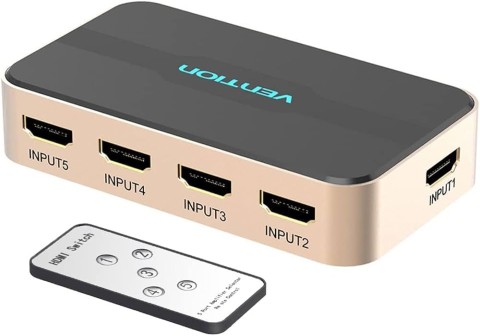 Switch hdmi vention 5 ports (5 entrées / 1 sortie) (noir/or) - acdg0