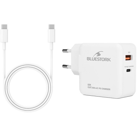 Bluestork bs-pw-bs-65-gan-c-a alim bureau 65w usb-c/a blanc