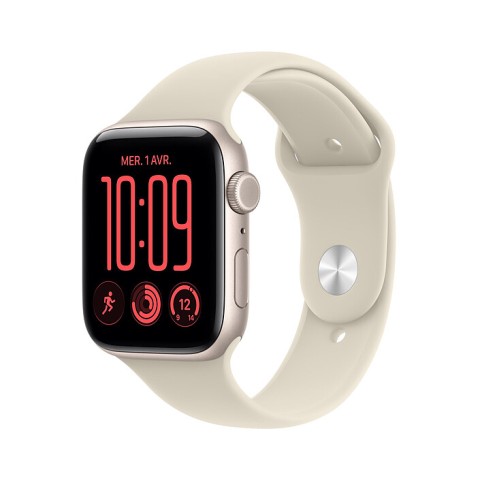 Apple Watch SE 3 GPS + Cellular 44 mm Aluminium Lumière Stellaire Bracelet Sport Sable M/L