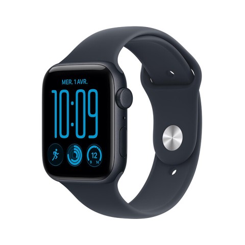Apple watch se 3 gps + cellular 44 mm aluminium minuit bracelet sport bleu marine s/m