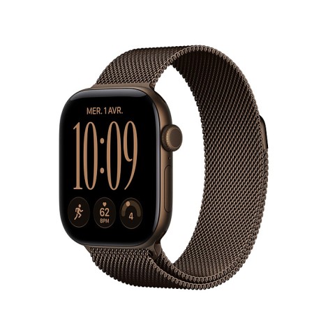 Apple watch series 12 gps + cellular 42 mm aluminium bronze sombre bracelet milanais bronze sombre