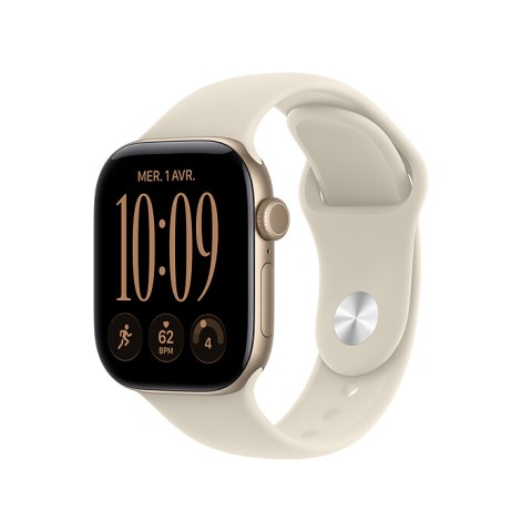 Apple Watch Series 12 GPS + Cellular 42 mm Aluminium Or clair Bracelet Sport Sable S/M