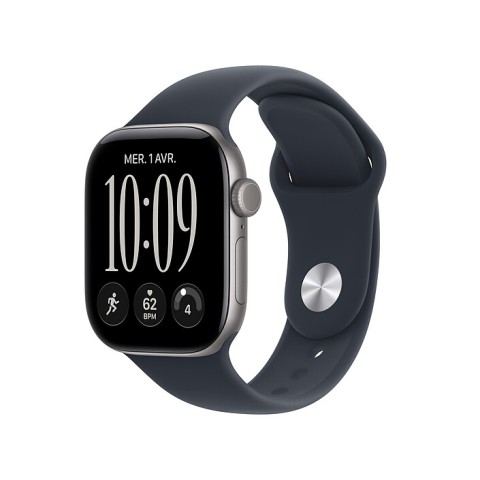 Apple Watch Series 12 GPS 42 mm Aluminium Gris sidéral Bracelet Sport Bleu marine S/M