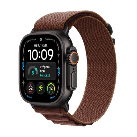 Apple watch ultra 4 gps + cellular 49 mm titane noir boucle alpine bordeaux l